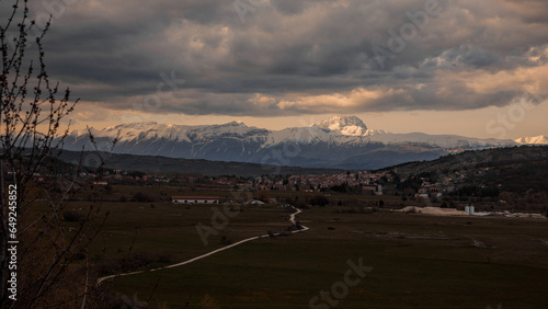 Spring view of the L'Aquila valley of the Abruzzo region overlooking