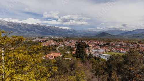 Beautiful view from the hill of the town of Rayano - a commune in Italy  located in the Abruzzo region  subordinate to the administrative center of L   Aquila
