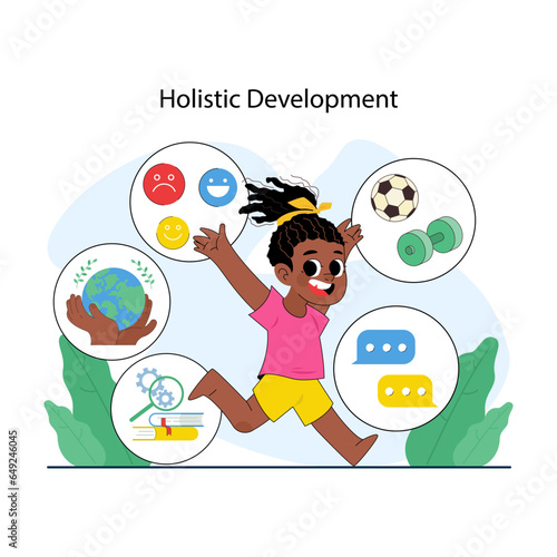 Early holistic education for children. Kid preschool learning, social,