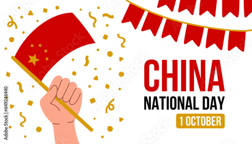 Chinas National Day Banner Vector illustration. Flag of China background photo