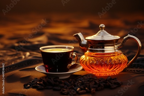 Savor the essence of Arabia with a robust cup of black coffee