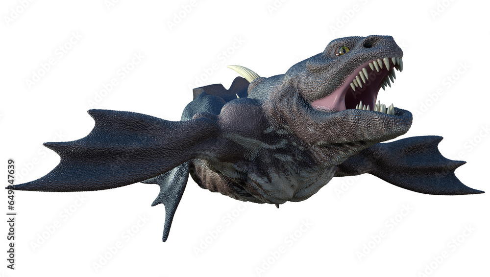 Fototapeta premium 3D Rendering Fairy Tale Sea Dragon on White
