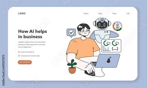Help of Artificial intelligence for business web banner or landing page.