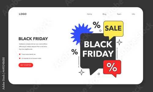 Black friday web banner or landing page. Shopping cart and bags with goods