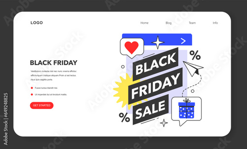 Black friday web banner or landing page. Shopping cart and bags with goods