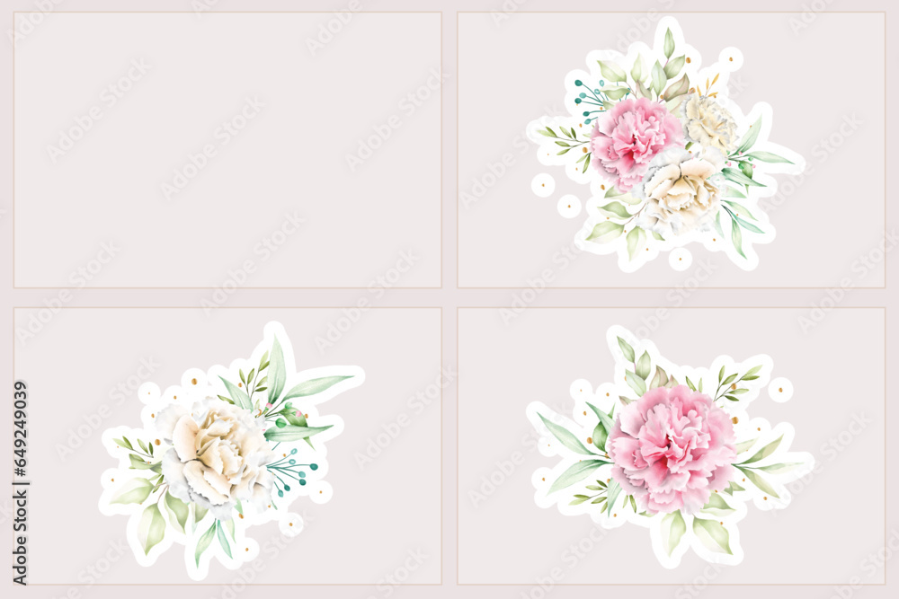 watercolor floral peonies sticker illustration