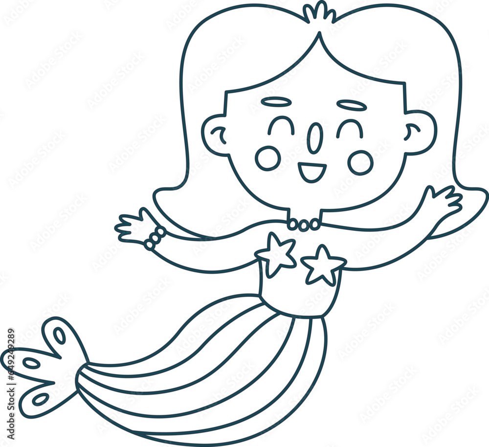 Fototapeta premium Happy Mermaid Doodle