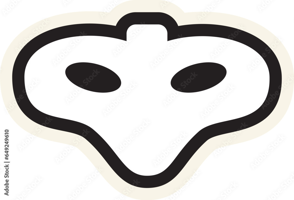 Festive hip joint bone stroked sticker. Holiday festive badge emblem. Decorative Halloween element for scrap booking, greeting card, party invitation. Color vector isolated on white background Festive hip joint bone stroked sticker. Holiday festive badge emblem. Decorative Halloween element for scrap booking, greeting card, party invitation. Color vector isolated on white background