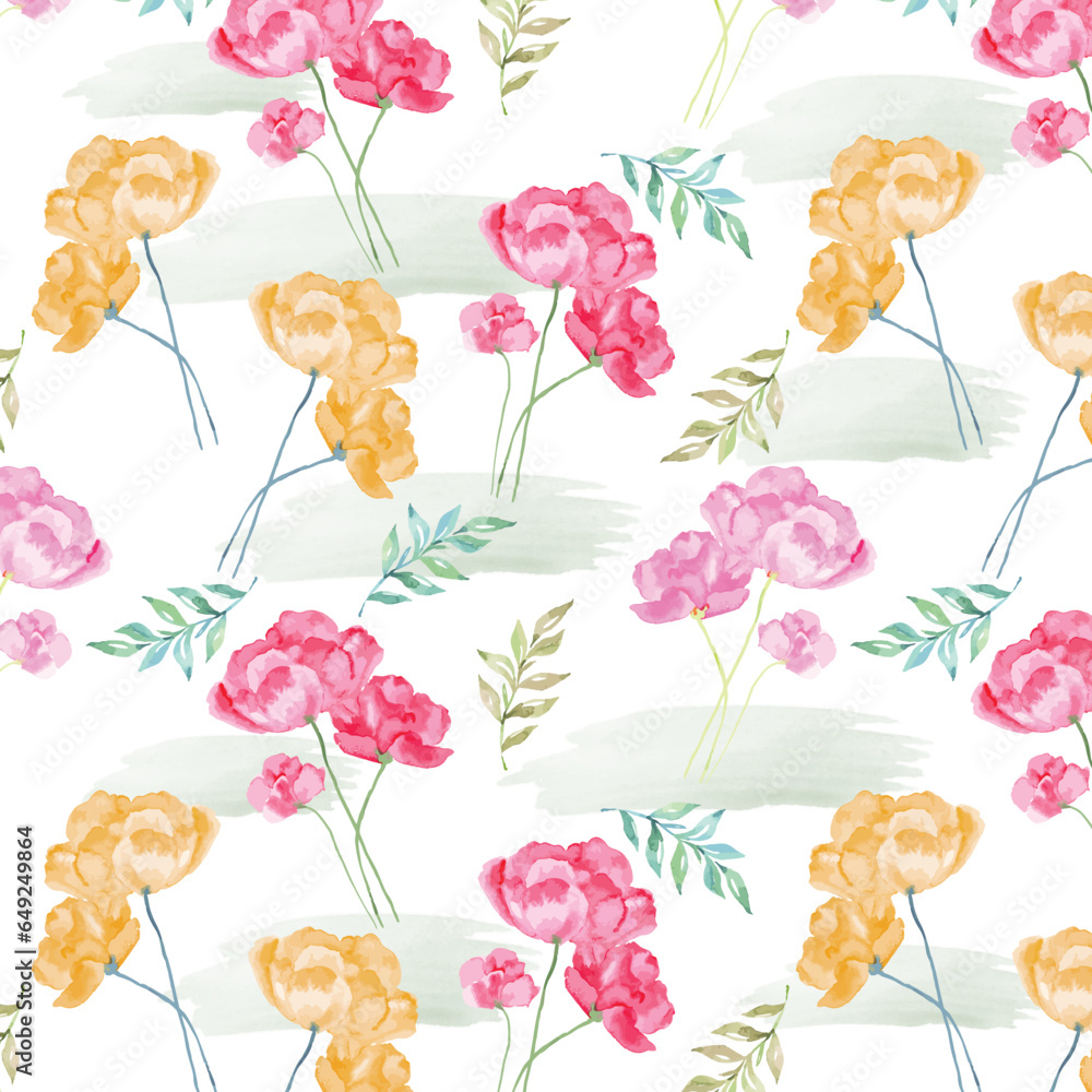 Watercolor roses and leaves on brushed background Watercolor roses and leaves on brushed background