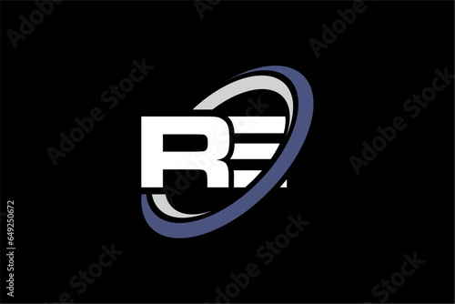 RE creative letter logo design vector icon illustration
