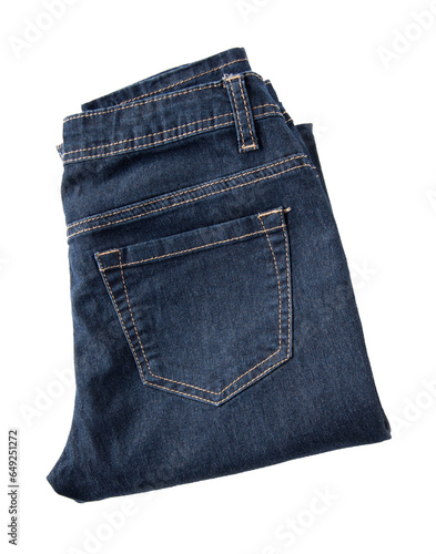 Neatly folded blue women's jeans transparent PNG background