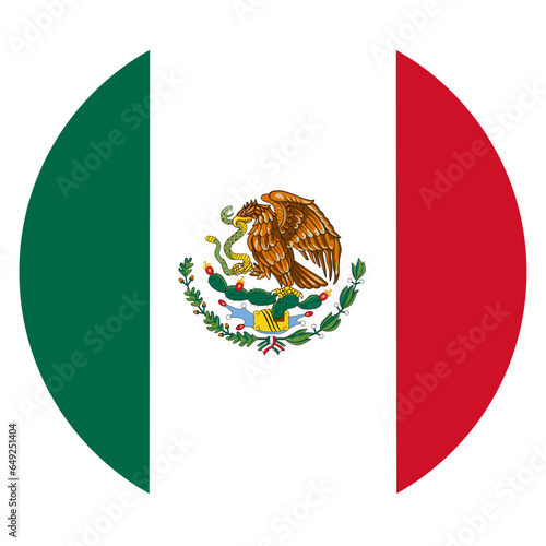 Mexico flat rounded circle shape flag with transparent png background. vector illustration