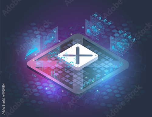 Charts and analyzing statistics. Data visualization concept. 3d isometric vector illustration.