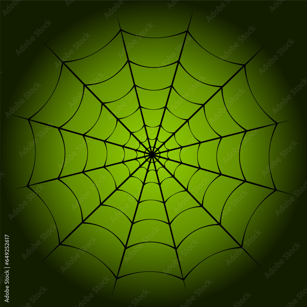 Obraz premium Halloween background with a spider web and dark green gradient background