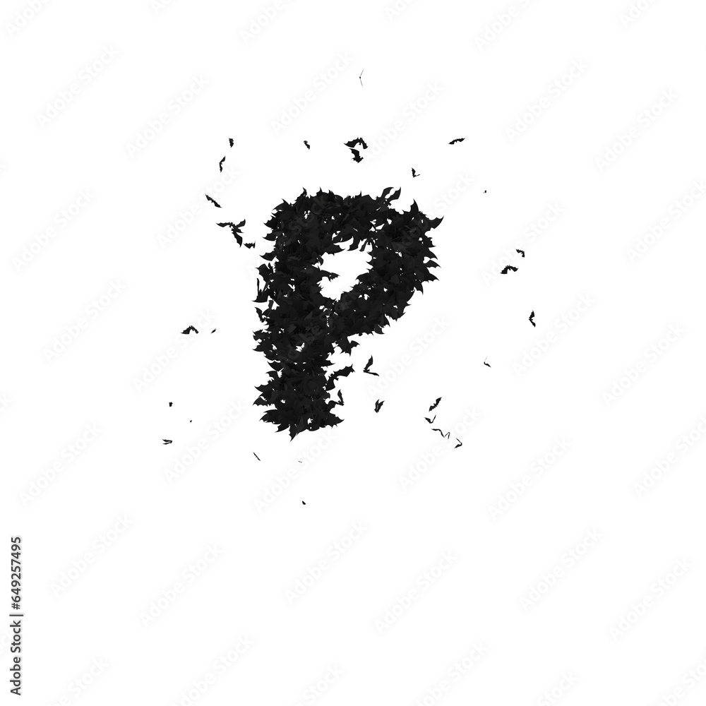 Static  Halloween Typeface Formed Of  Bats with alpha the character  P
 - obrazy, fototapety, plakaty 