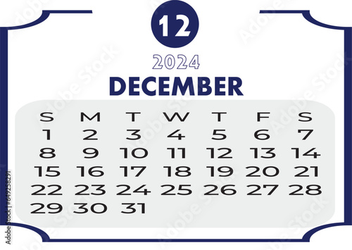 Classic monthly calendar for 2024. Calendar in the style of minimalist square shape. The week starts on Sunday.