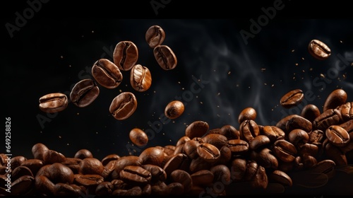 Coffee beans on black background  Generative AI