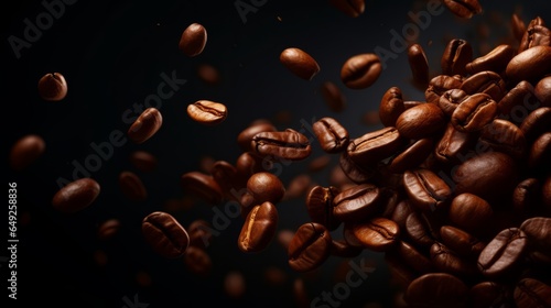 Coffee beans on black background, Generative AI