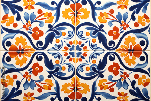 close up pattern of traditional Mexican ceramic tile