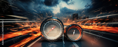 Pushing Limits: Speedometer Clocking High Speed on Fast Track