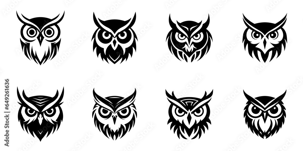Owl head vector for logo collection, elegant minimalist style, abstract style illustration Owl head vector for logo collection, elegant minimalist style, abstract style illustration