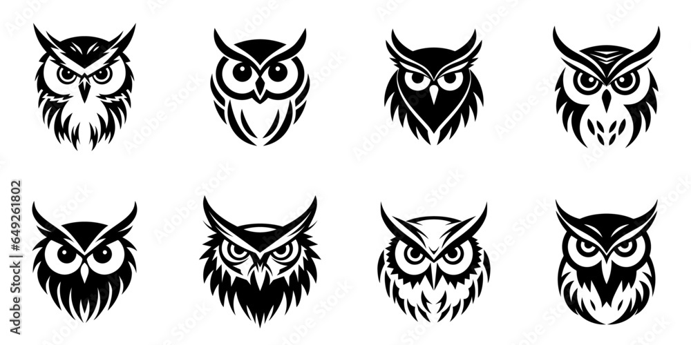 Owl head vector for logo collection, elegant minimalist style, abstract style illustration