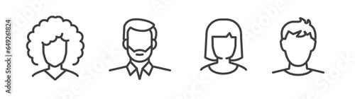 Collection of people and avatar Vector Line Icons. Pictogram Set on white Background