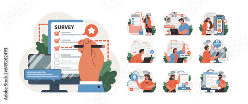 Public opinion polling set. Character participation in an online
