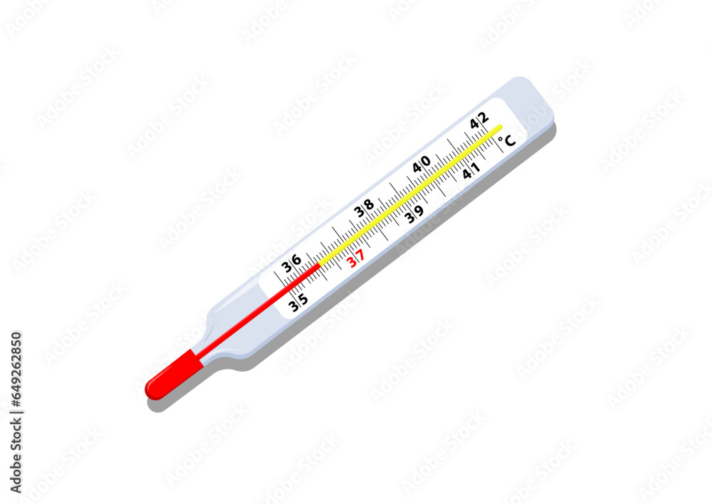 Medical Thermometer Cartoon Vector Flat Design Isolated on White Background Medical Thermometer Cartoon Vector Flat Design Isolated on White Background