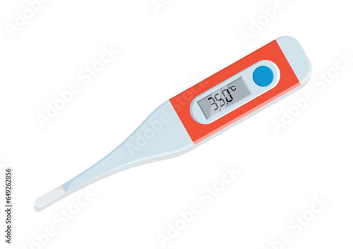 Medical digital thermometer vector flat design isolated on white background