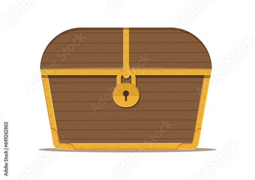 Pirate treasure closed with a padlock vector illustration isolated on white background
