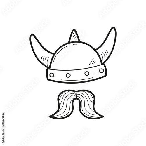 Viking icon. Hand drawn doodle style. Robbery concept. Vector illustration.
