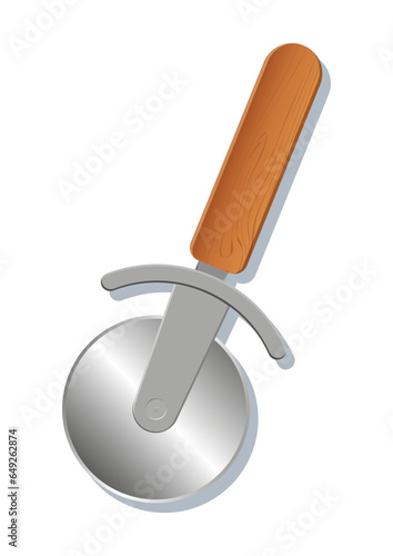 Pizza Cutter Wheel Cartoon Vector Flat Design on White Background