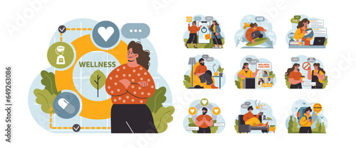 Modern wellbeing practice set. Slow, mindful and sustainable living. Urban