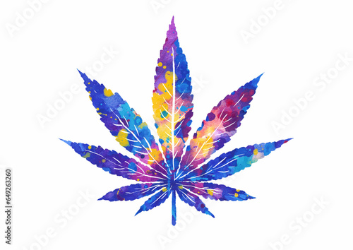 Marijuana and cannabis watercolor vector illustration