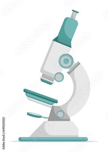 Scientific laboratory microscope vector flat design isolated on white background