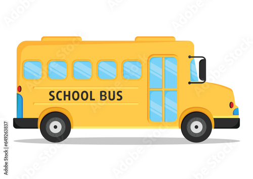 School Bus Vector Illustration Isolated on White Background. Clipart School Bus in Flat Style