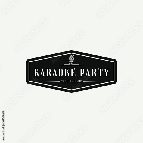 Karaoke Bar Party logo design creative idea with microphone and for lead sing song, event, music party