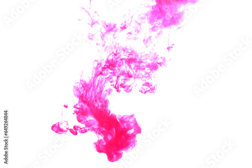 Red-Pink Color dye melt in water on white background,Abstract smoke pattern,Colored liquid dye,Splash paint