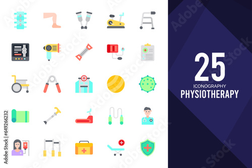 25 Physiotherapy Flat icons pack. vector illustration. photo