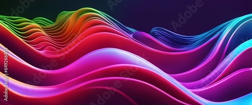 Neon Wave Background, Colorful big neon waves, Abstract waves. Generative AI 