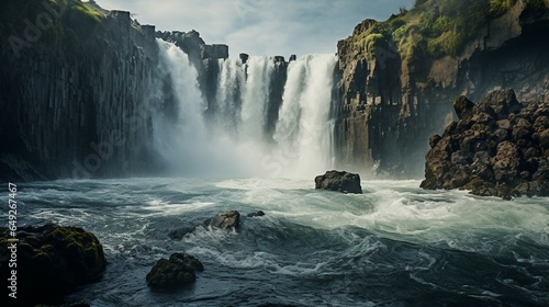 Atemberaubendes Naturschauspiel: wilder ungezähmter  Wasserfall photo