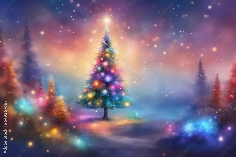 Magical christmas tree with lights