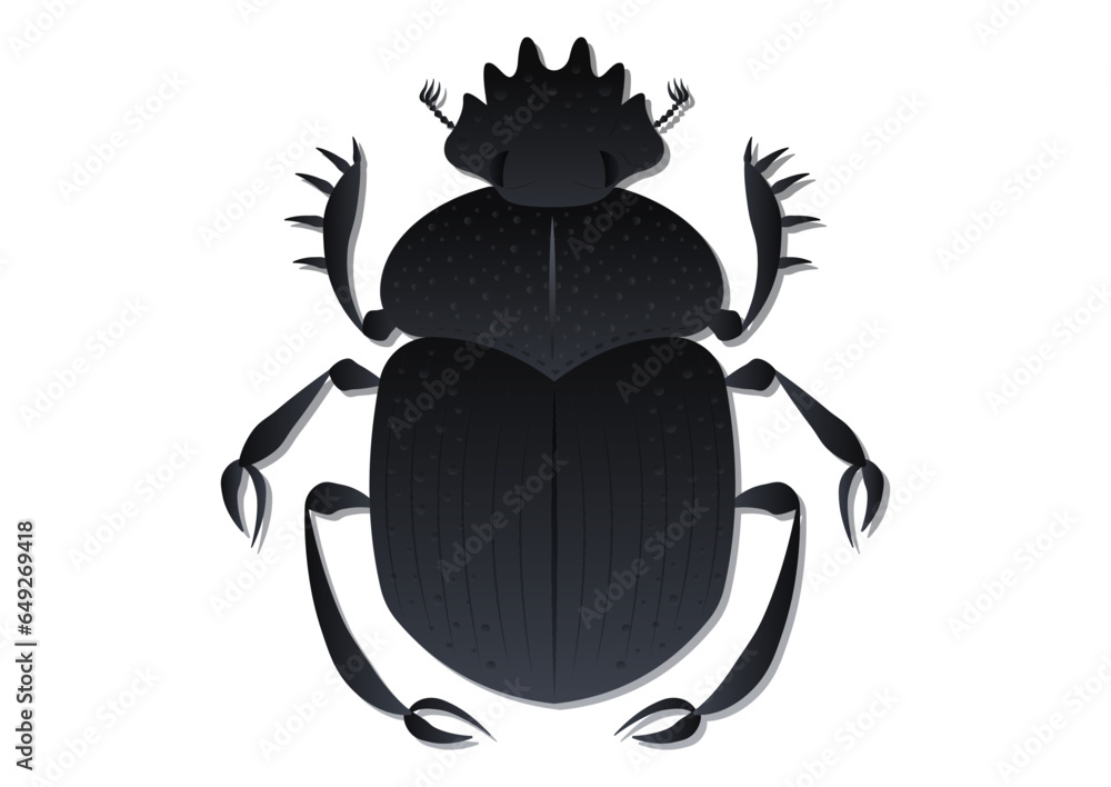 Scarab Dung Beetle Vector Art Isolated on White Background