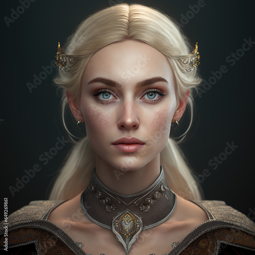 Ancient blond princess in a mediavel costume photo