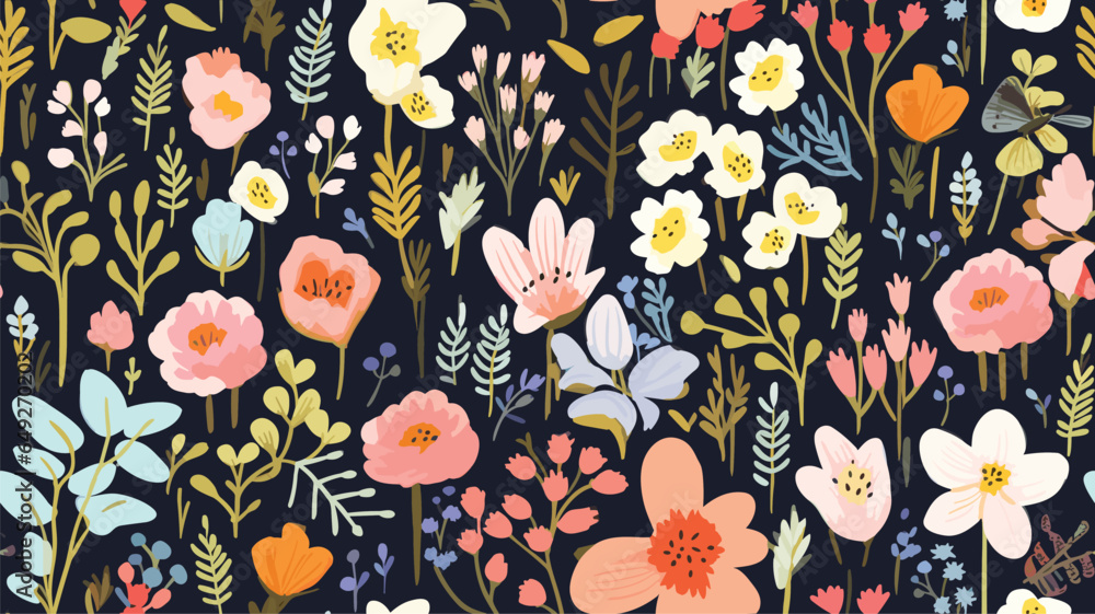 Floral seamless vector pattern with leopard print. Modern trendy style. Pastel colors. Fashionable template for design Floral seamless vector pattern with leopard print. Modern trendy style. Pastel colors. Fashionable template for design