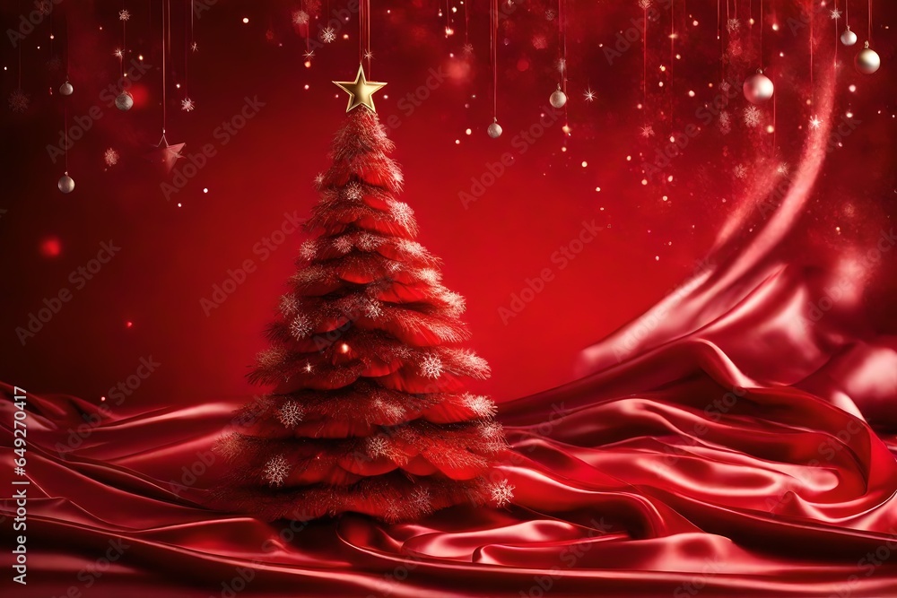 red christmas tree, Generative AI red christmas tree, Generative AI