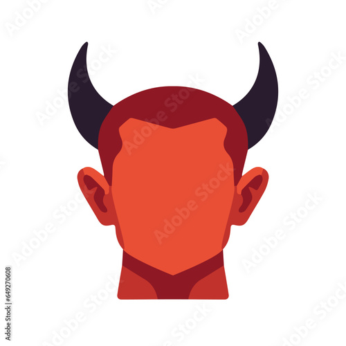 Devil vector illustration, flat red devil head with horn halloween avataricon avatar vector art isolated on a white background photo