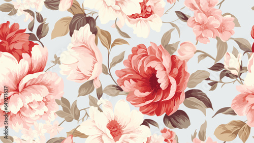Flower and plant. Floral classic seamless print in shabby chic style. Flowers vector