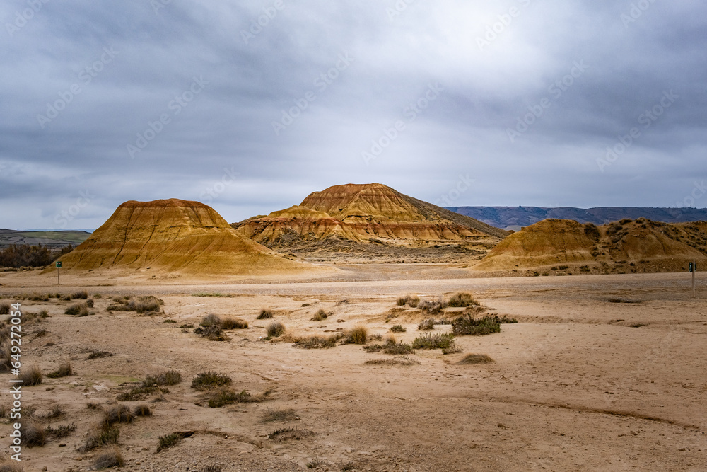 Desert landscape on a cloudy autumn day.